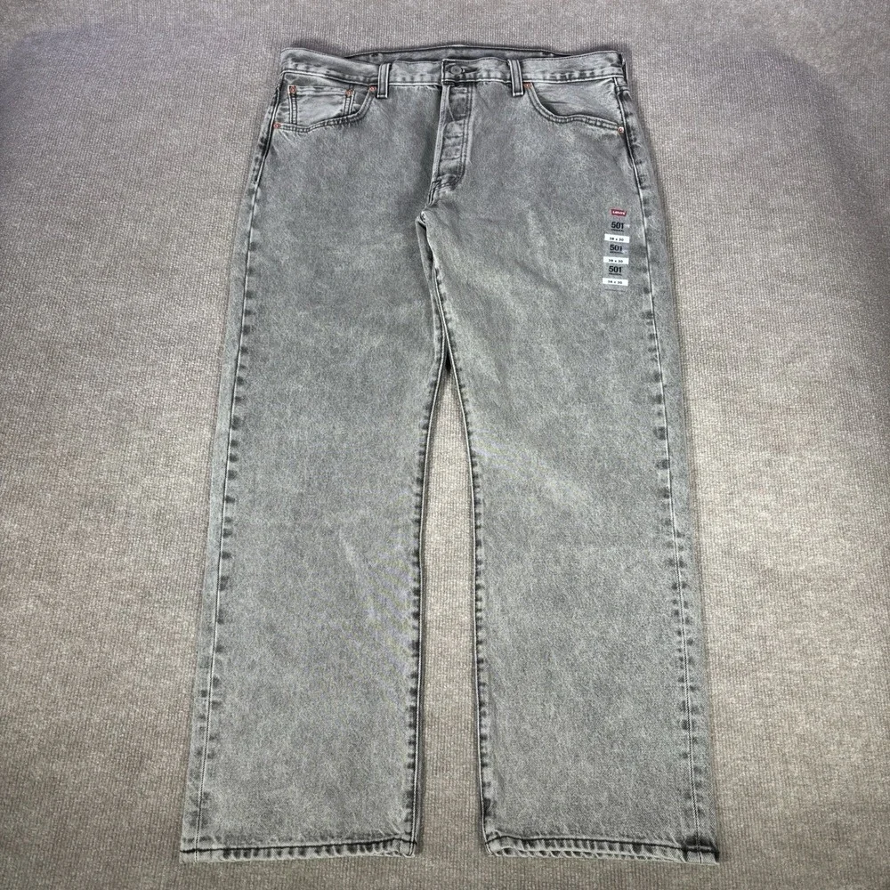 Levis 501 Jeans Mens 38x30 Original Fit Straight Leg Gray‎ Denim Cotton NWOT